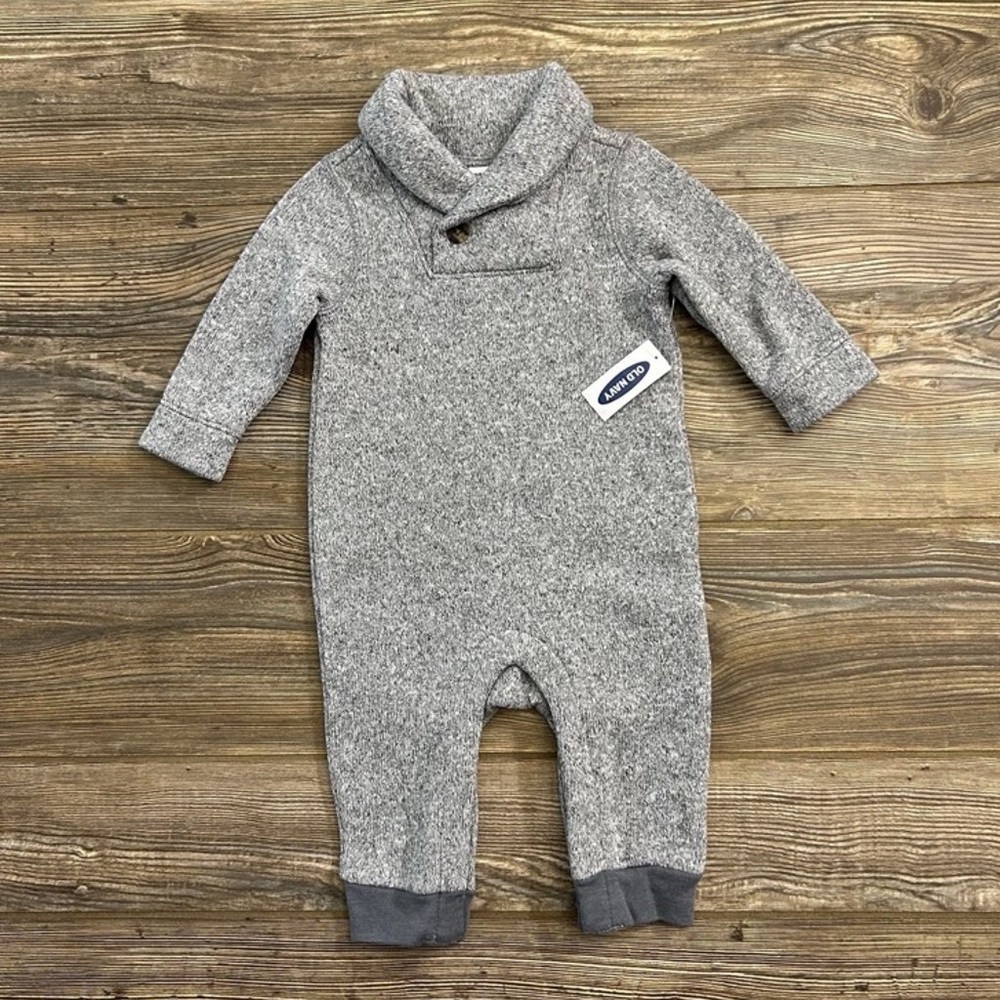 OLD NAVY Thick Sweater-Fleece Shawl-Collar One-Piece for Baby Gray color 18-24M